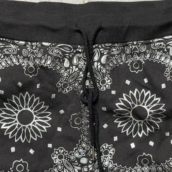 Elwood Women's Floral Glitter Joggers Black Lounge Elastic Waist Drawstring Sz M - Picture 5 of 11